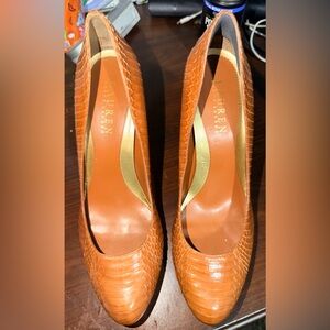 Ralph Lauren Orange Textured Heels